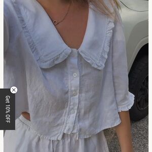 MARLOW AND MAE Sylvie Blouse in White Linen M